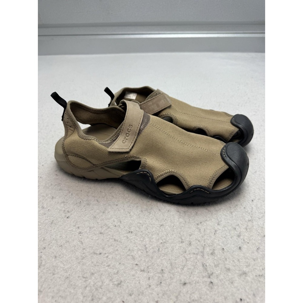 Crocs 2022367 Sandals Shoes Mens Size 13 Beige Closed Toe Hiking Water Slip On